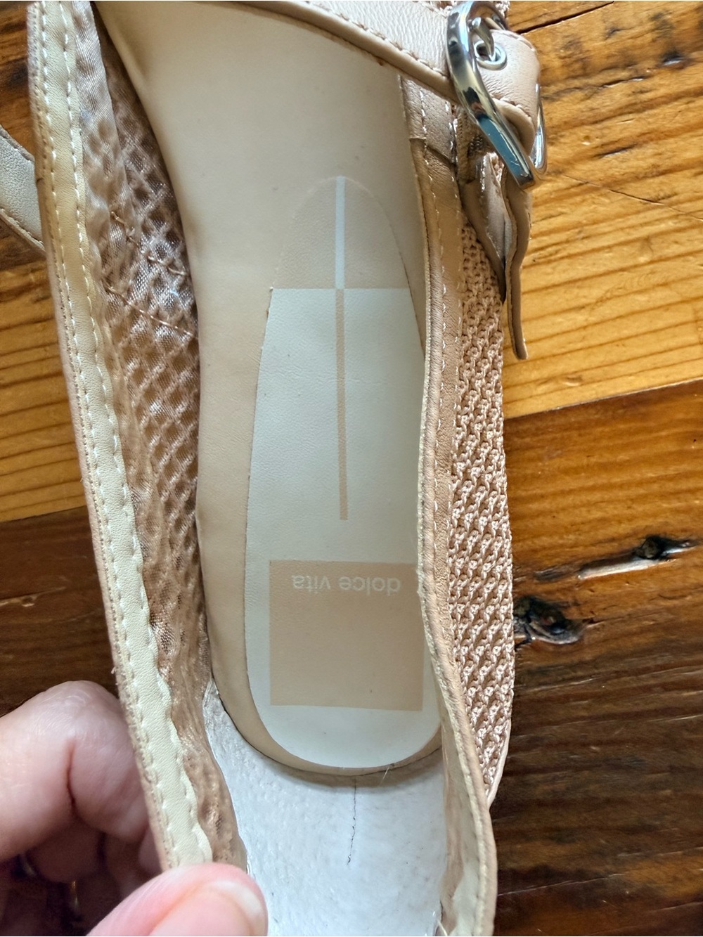 Dolce Vita Rodni Mesh Mary Jane Ballet Buckle Flats NWOB 9.5 Tan - Picture 7 of 8